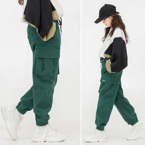 Vista 7 de MINI PANDA Pantalones para niñas, elásticos, holgados, tallas 6-16, de moda