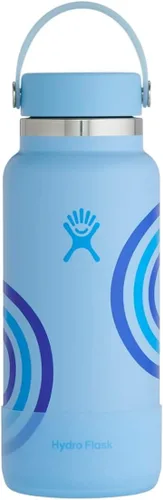 Vista 2 de Hydro Flask Flex Cap - Botella de agua reutilizable de acero inoxidable con funda, aislada al vacío, 32 onzas (verde azulado)