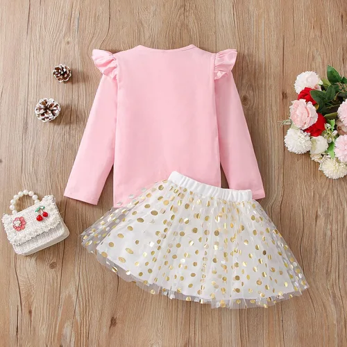 Vista 7 de Toddler Kids Baby Girls Birthday Princess Outfits Dress Vest Tank Top Dot Mesh Tutu Skirt