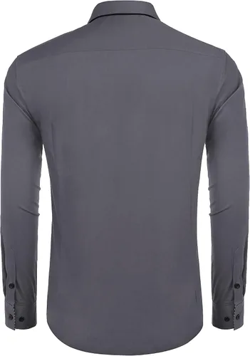 Vista 5 de COOFANDY Camisa vaquera occidental de manga larga para hombre, ajuste regular, de algodón, elegante, informal, con botones