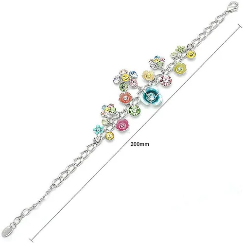 Vista 2 de Glamorousky Pulsera de flores con cristales austriacos multicolor y dijes de flores Cristal Circonita cúbica
