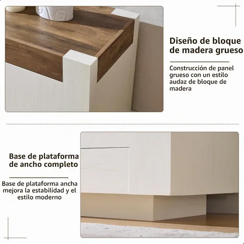 Vista 7 de OKD Soporte de TV moderno de 70 pulgadas para TV de 80 pulgadas, consola Blanco antiguo