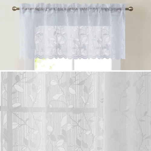 Vista 10 de HLC.ME Joyce - Cortina de encaje transparente para cocina, cafetería, para ventanas pequeñas, cocina y baño, 30 pulgadas de ancho x 36 pulgadas
