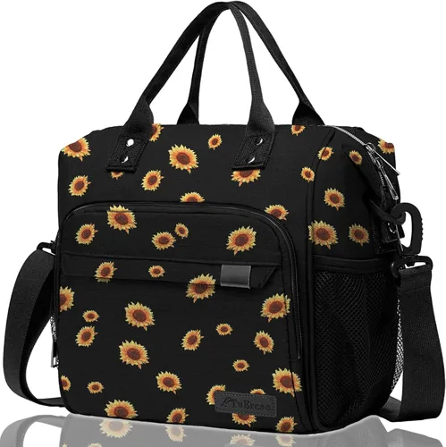 Vista 35 de TuErCao - Bolsa de almuerzo pequeña, ligera y aislada para mujer; para trabajo, portátil, suave enfriador para pícnic, viajes, viajes por carretera
