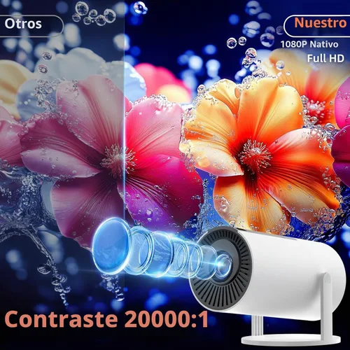 Vista 2 de [Auto Keystone] Mini proyector con WIFI y Bluetooth, proyector de película portátil Pericat con rotación de 210°, proyector de cine en casa 4K 1080P