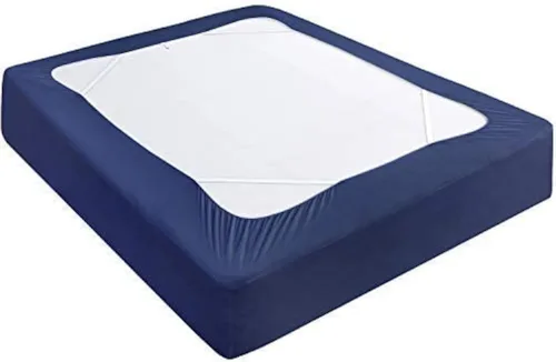 Vista 13 de Funda de somier, tamaño individual, falda de cama de 4 lados con envoltura Blanco