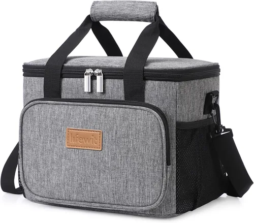 Vista 29 de Lifewit Lonchera mediana aislada, suave y refrigerante, para adultos, hombres y mujeres, color negro, 12 latas (9L)