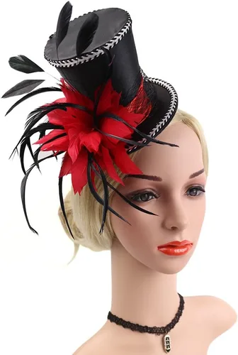 Vista 4 de Mini sombrero de copa diadema, tocado, accesorios de disfraz, baile de máscaras, intereses personales, sombrero de bricolaje