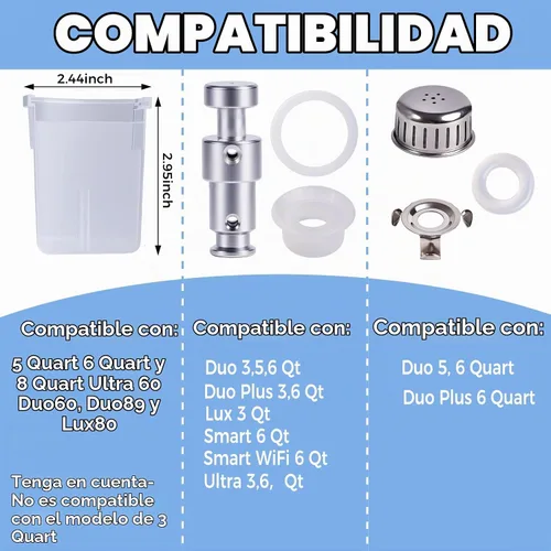 Vista 5 de 13 piezas de anillo de sellado 5, 6 cuartos de galón, para piezas de repuesto de válvula de olla a presión eléctrica Duo Plus de 6 cuartos con junta