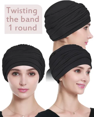 Vista 2 de Alnorm Gorro de quimioterapia, sombrero de viscosa para mujer, turbante para la cabeza para mujer