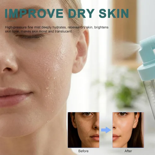 Vista 8 de Elitzia Rociador facial hidráulico portátil vaporizador facial Cool Facial Mister Face Spray hidratante e hidratante humidificador máquina de Azul