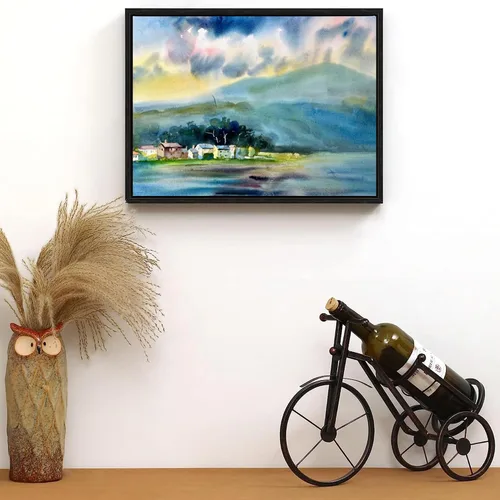Vista 6 de Marco flotante de lona con aspecto de madera, marcos flotantes para lienzo estirado extraíble, pintura artística de pared, marcos de fotos