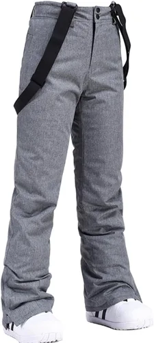 Vista 2 de ATOFY Pantalones de esquí para mujer, pantalones de nieve aislados, para invierno, cálidos, desmontables, tirantes al aire libre, impermeables