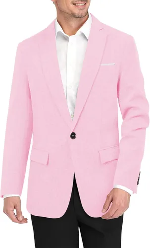 Vista 4 de YRW Chaqueta de traje casual para hombre, chaqueta deportiva ligera con un botón, tallas S-3XL