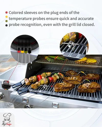Vista 5 de Sondas de temperatura Pro Grill para Weber iGrill, centro de parrilla inteligente Connect y parrilla, sondas de termómetro ambiental lavables