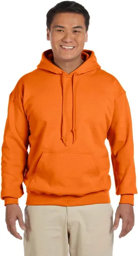 Vista 4 de Gildan - Sudadera con capucha para hombre, mezcla pesada, cordón de ajuste, Rosa de seguridad