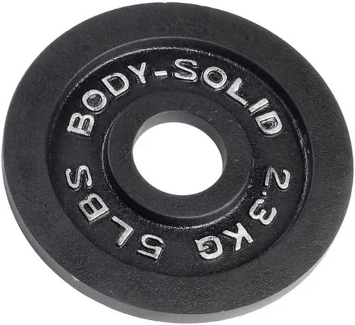 Vista 2 de Body-Solid Placa olímpica de hierro fundido de peso individual, pesas libres, placas de mancuernas, agujero estándar de 2 pulgadas para barra