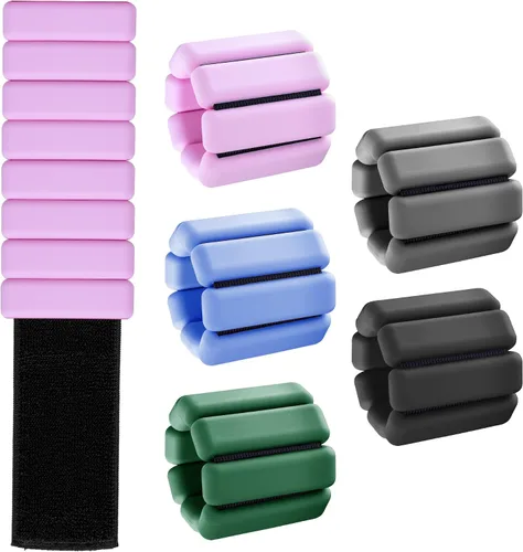Vista 6 de Brazaletes con peso para muñecas y tobillos para mujeres (juego de 2) Pesas de entrenamiento para yoga, pilates y caminar Pesas de piernas