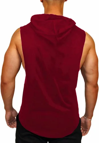 Vista 4 de Babioboa Camisetas sin mangas con capucha para hombre, para entrenamiento deportivo, sin mangas, para gimnasio, culturismo, corte muscular