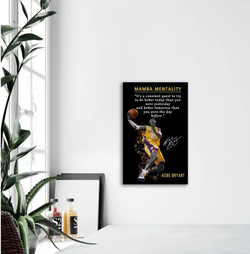 Vista 4 de Kobe Bryant - Póster inspirador para pared, lienzo con cita de mentalidad de Mamba, arte de pared, diseño deportivo de jugador de baloncesto