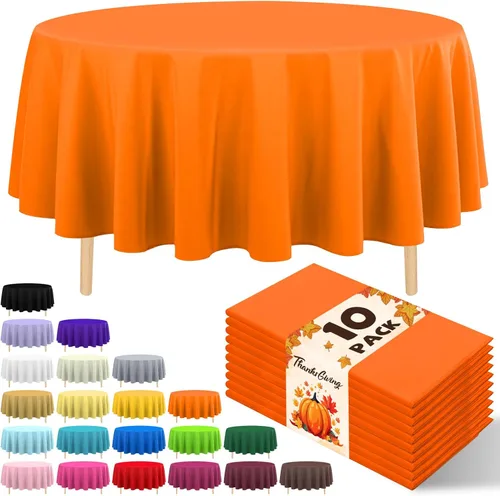Vista 31 de Paquete de 10 manteles desechables de plástico premium de 54 x 108 pulgadas, mantel rectangular para mesa, para cumpleaños, bodas, Navidad, Beige
