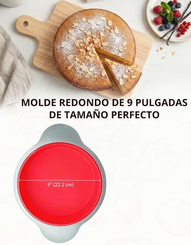 Vista 7 de Boxiki Kitchen Molde para Pastel Redondo de Silicona Antiadherente de 9 Pulgadas con Asas de Marco de Acero - Perfecto para Hornear Deliciosos