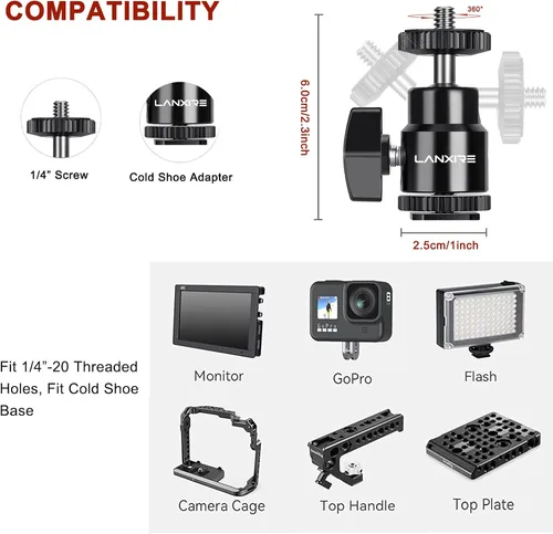 Vista 4 de Pinza de micrófono con cabeza de bola ajustable y tornillo de micrófono, compatible con micrófonos y accesorios de fotografía