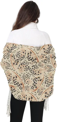 Vista 3 de JHKKU Bufanda con estampado de leopardo y mariposa para mujer, bufanda larga con borla para otoño e invierno, multicolor24