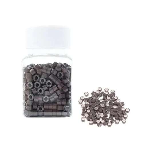 Vista 15 de 500 anillos de silicona con microeslabones de 0.197 in para extensiones de cabello, herramientas de microenlaces de aluminio para extensiones
