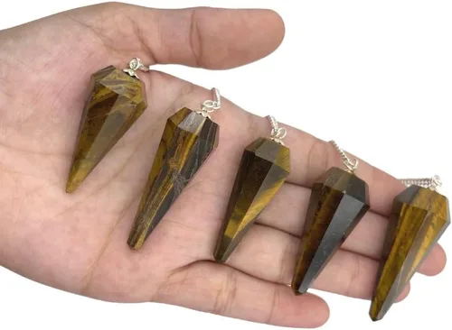 Vista 58 de WholesaleGemShop Péndulo facetado de cristal de piedras preciosas naturales