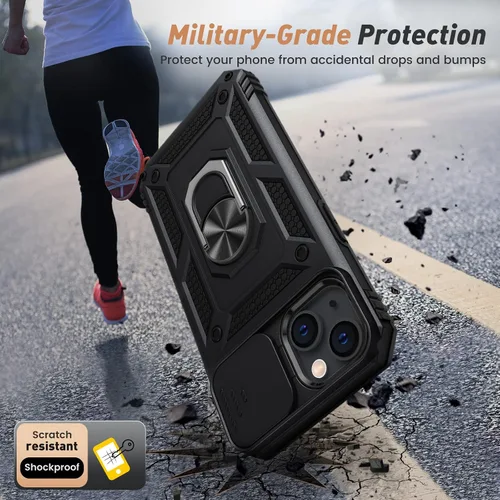 Vista 5 de Goton Funda para iPhone 14 Plus con Protector de Pantalla - Funda con Cubierta Deslizante para Cámara con Soporte de Anillo, Resistente de Grado