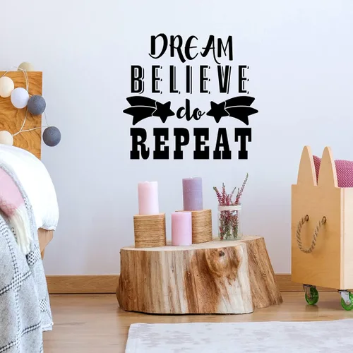 Vista 2 de VWAQ Dream Believe Do Repeat Motivational Wall Decal (12" H X 13" W, Black)