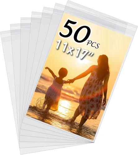Vista 9 de Paquete de 50 bolsas de almacenamiento sin ácidos transparentes para impresiones artísticas de 8.5 x 11 pulgadas, imágenes, fotos, marcos mate