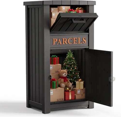 Vista 12 de Cajas de entrega del paquete para el exterior, diseño seguro bloqueable de Negro