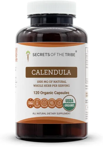 Vista 6 de Secrets of the Tribe Caléndula 60 Cápsulas, 1000 mg, Caléndula (Caléndula Officinalis) Flor Seca (60 Cápsulas)