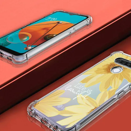 Vista 4 de Osophter Funda para LG K51, LG Reflect Funda transparente con flores para niñas y mujeres, esquinas reforzadas transparentes de poliuretano