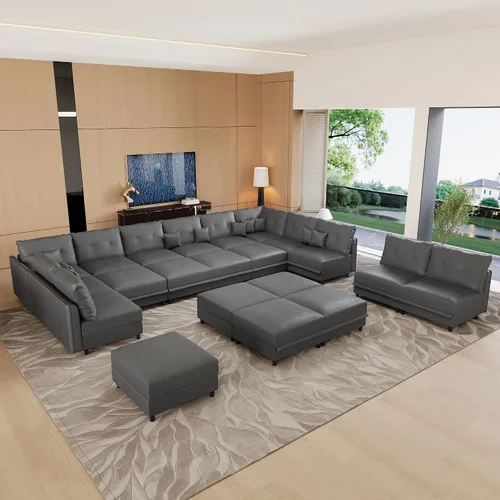 Vista 3 de LLappuil Sofá modular modular grande de 21 asientos con almacenamiento Gris