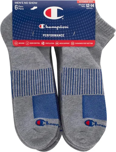 Vista 2 de Champion Calcetines Performance No Show para hombre, paquete de 6
