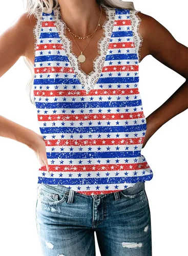 Vista 162 de VIISHOW - Camiseta sin mangas, sexy, con cuello en V y bordes de encaje para mujer, camisola de vestir, camisas de gasa, sin mangas, casuales