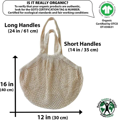 Vista 2 de Simple Ecology Bolsa de cuerda de algodón orgánico resistente con doble asa