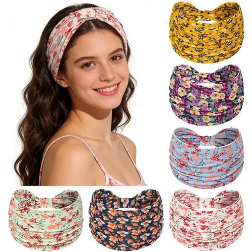Vista 25 de Awumbuk Diademas anchas para mujeres anudadas antideslizantes bandas para la cabeza suaves diadema turbante accesorios para el cabello boho africano