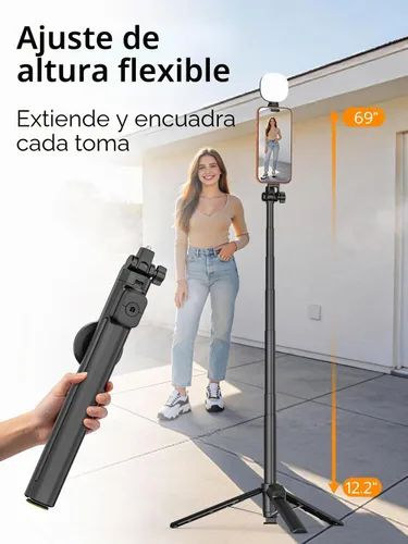 Vista 6 de USKEYVISION Trípode magnético de 69" para iPhone con luz magnética