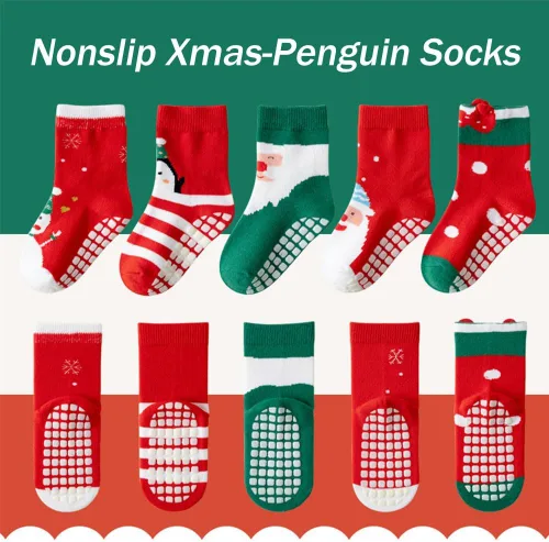 Vista 5 de SUITBOY Kids Christmas Socks Toddler Nonslip Grip Christmas Socks Baby Holiday Winter Warm for BoysGirls