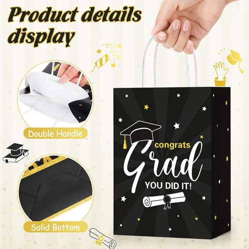 Vista 6 de Colarr 24 bolsas de regalo de graduación a granel con papel de seda clase de 2026, bolsas de regalo de fiesta de graduación con asas para escuela