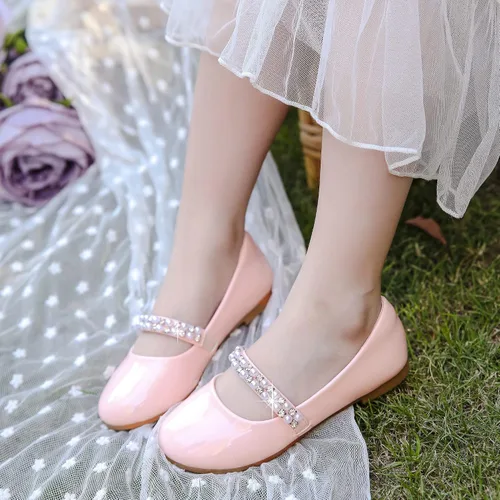 Vista 5 de Parrosoo Zapatos de vestir para niñas, zapatos Mary Jane, zapatos de ballet, zapatos de tacón bajo para niña, escuela, princesa, zapatos de boda