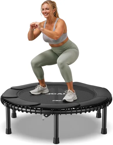 Vista 11 de BCAN BT2 - Trampolín plegable de 40/48 pulgadas para adultos, 450/550 libras, mini trampolín de ejercicio elástico, sin mango, trampolín silencioso
