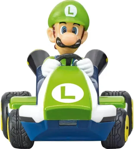 Vista 4 de Carrera RC Nintendo Mario Kart Mini coche de juguete de control remoto coleccionable de 2.4 GHz - Luigi Official Licensed Mario Miniature