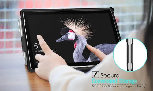 Vista 7 de MoKo Microsoft Surface Pro 7 / Pro 6 / Pro 5 / Pro 2017 / Pro 4 / Pro LTE - Funda protectora resistente todo en uno con soporte para bolígrafo