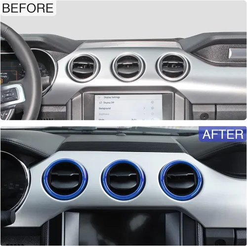 Vista 3 de RT-TCZ Anillo de cubierta de ventilación de salida de aire acondicionado para consola central, accesorios interiores para Ford Mustang 2015-2022, 3