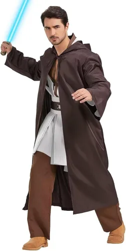 Vista 6 de Anakin - Disfraz de túnica con capucha para adultos, para Halloween, cosplay, uniforme